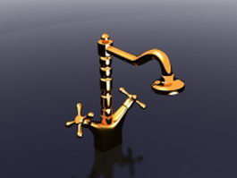 Antique brass faucet 3d model preview