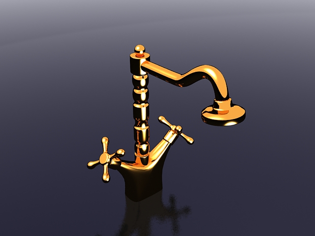 Antique brass faucet 3d rendering