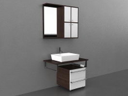 Bathroom vanity with mirror and cabinets 3d model preview