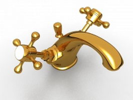 Cross handle basin faucet 3d model preview