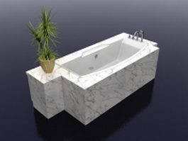 White marble bathtub 3d model preview