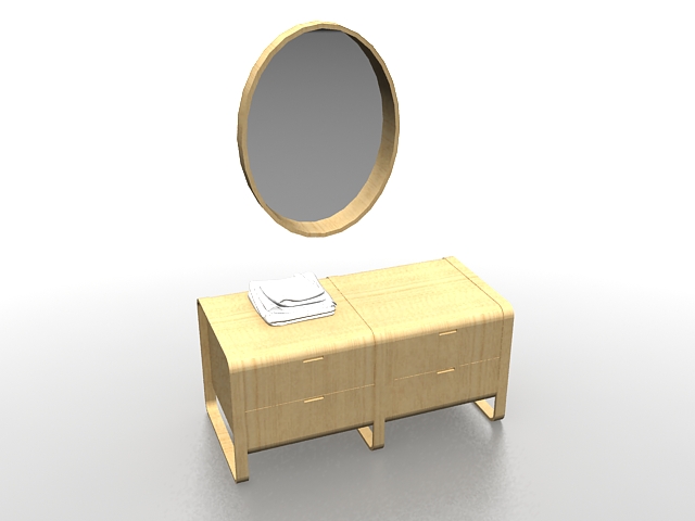Modern vanity cabinet with mirror 3d rendering