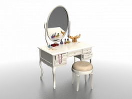 Vanity table set with mirror 3d preview