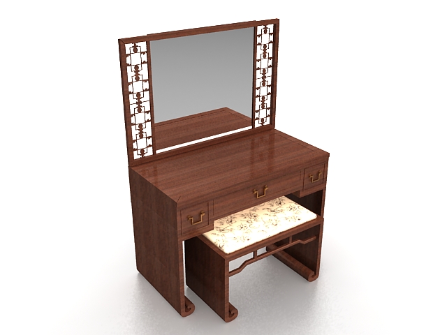 Vanity table and stool 3d rendering