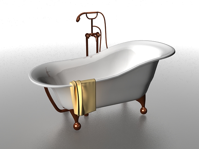 Claw foot tub 3d rendering