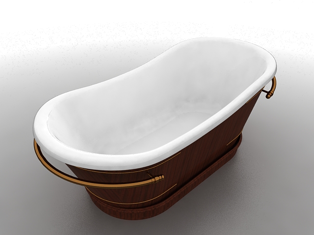Tub with wood surround 3d rendering