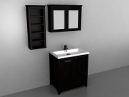 Bathroom vanity with mirror and wall cabinet 3d model preview