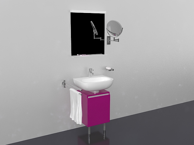 Small bathroom vanity with sink 3d rendering