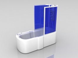 Bathtub with tub shower combo 3d model preview