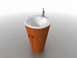 Bathroom vessel sink vanity 3d model preview