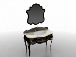 Antique black bathroom vanity 3d model preview