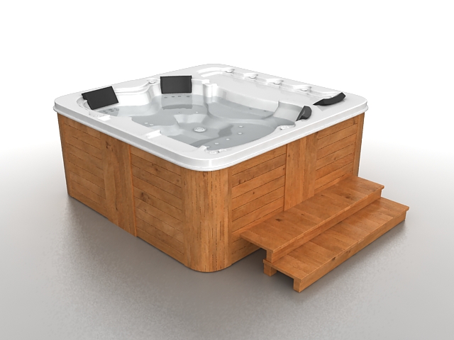 Outdoor Jacuzzi tub 3d rendering