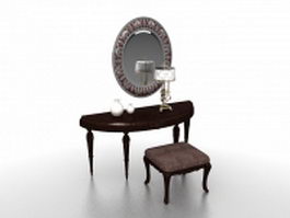 Vintage vanity set with mirror 3d model preview