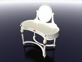 Vintage white vanity table 3d model preview