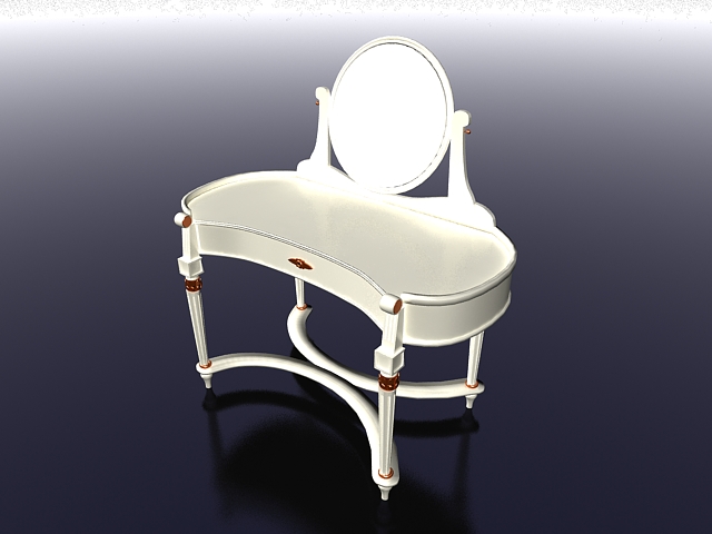 Vintage white vanity table 3d rendering