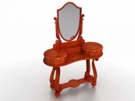 Vintage vanity dressing table with mirror 3d model preview