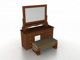 Traditional dressing table with bench 3d model preview