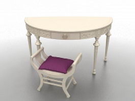 Dressing table with stool 3d model preview
