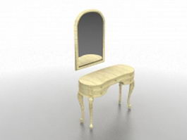 White makeup table with mirror 3d preview