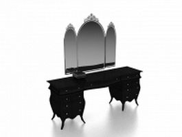 Black makeup table with mirror 3d preview