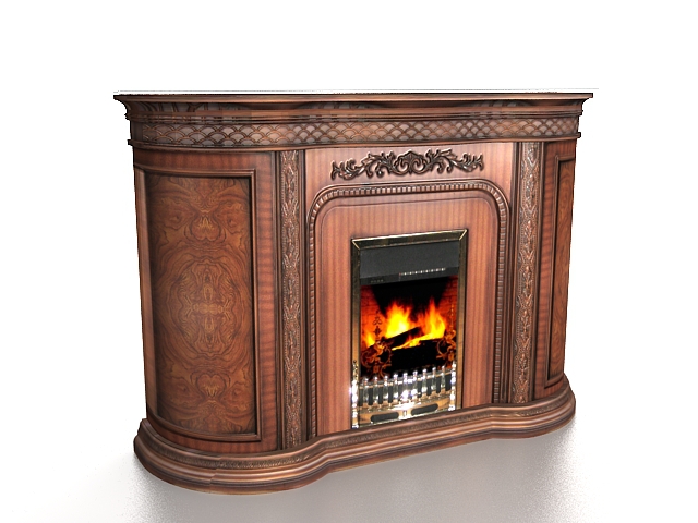 Vintage fireplace 3d rendering
