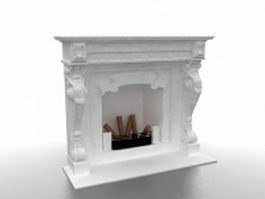 White fireplace 3d model preview
