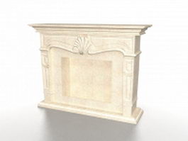 Limestone fireplace 3d model preview