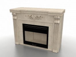Sandstone fireplace 3d model preview