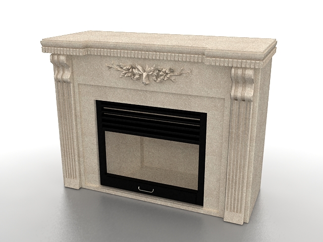 Sandstone fireplace 3d rendering
