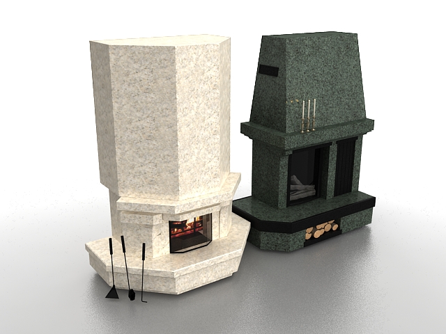 Granite fireplaces 3d rendering