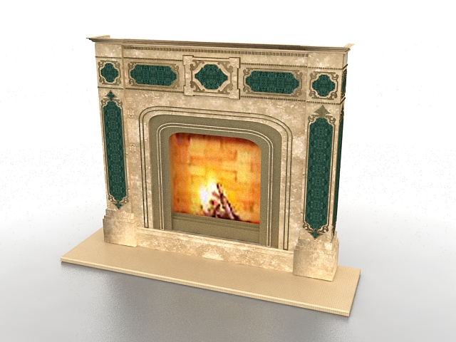 Electric fireplace 3d rendering
