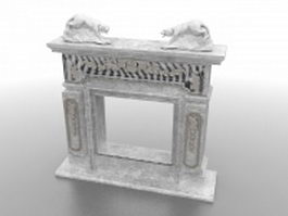 Old stone fireplace 3d model preview