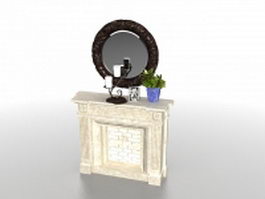 Fireplace with mirror 3d model preview