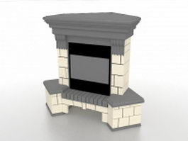 Brick fireplace 3d model preview