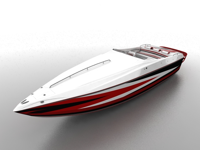 Go fast boat 3d rendering