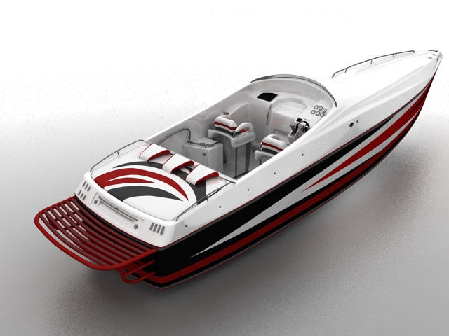 Go fast boat 3d rendering