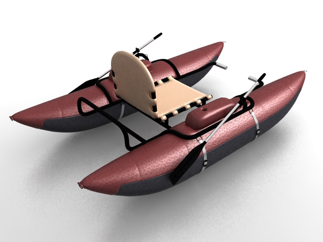 Inflatable kayak boat 3d rendering
