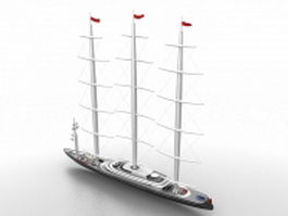Great sailing ship 3d model preview