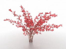 Red leaf trees 3d model preview
