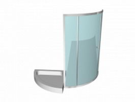 Rounded glass shower door 3d preview