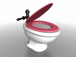 Toilet with pink seat 3d model preview