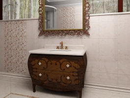 Classic bathroom vanity with mirror 3d model preview