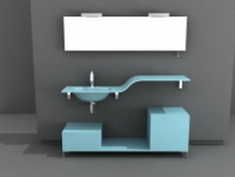 Blue bathroom vanity 3d model preview