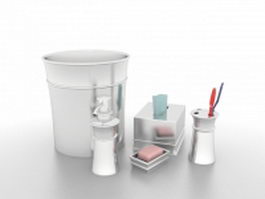 Silver bathroom accessories sets 3d model preview