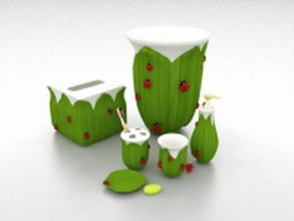 Pottery bathroom accessories sets 3d model preview