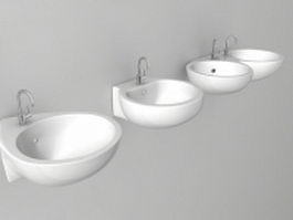 Wall mount basin sink sets 3d preview