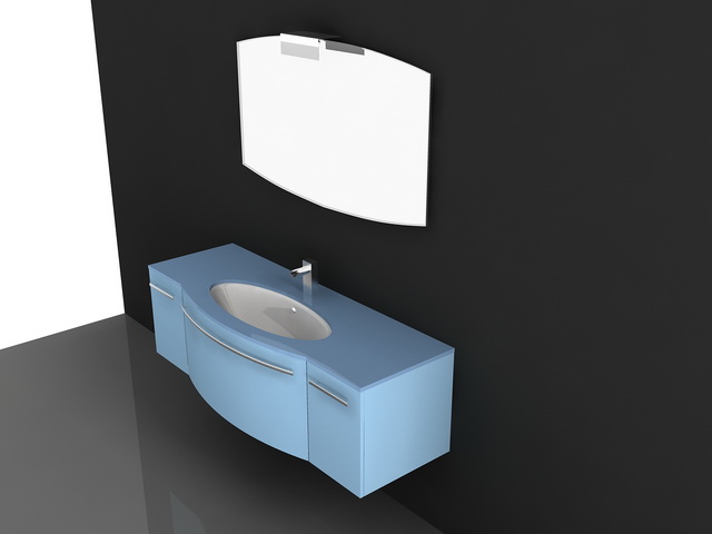 Light blue bathroom vanity 3d rendering