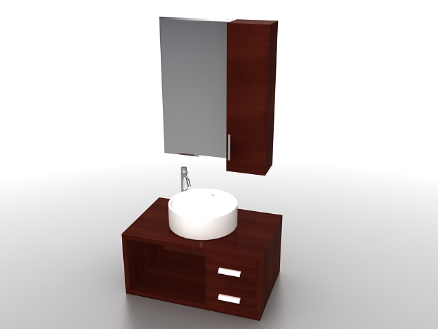 Single sink bathroom vanity sets 3d rendering