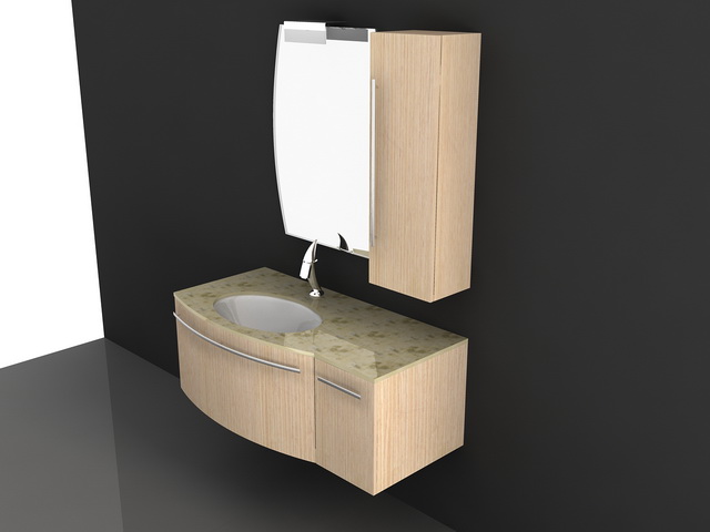 Wall mount bathroom vanity cabinets 3d rendering