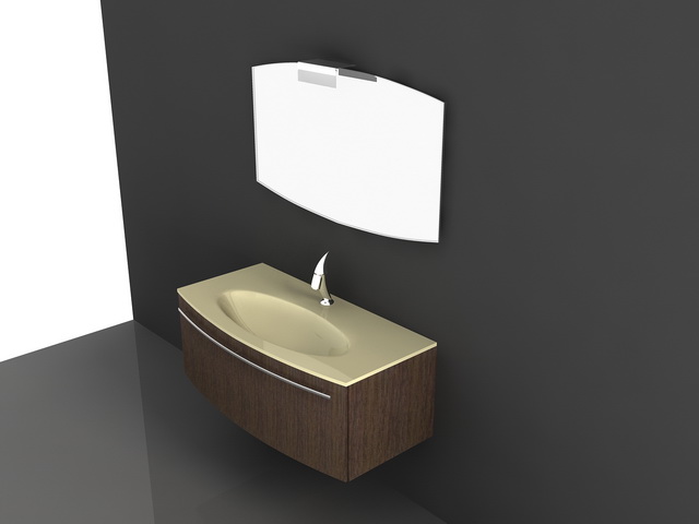 Wall hung bathroom vanity with mirror 3d rendering